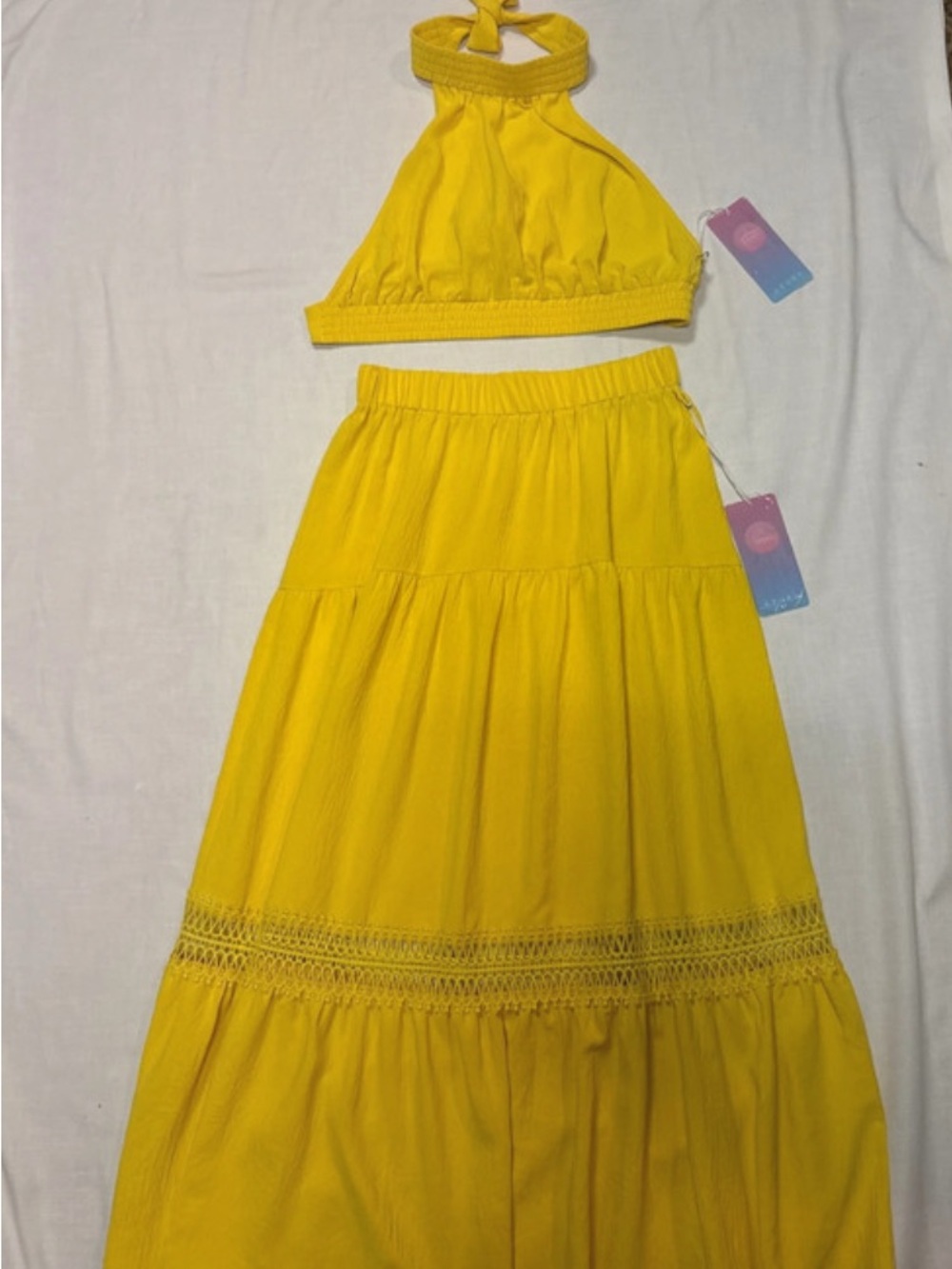 AZURA 2 PC HALTER SET SIZE EXTRA SMALL NWT YELLOW